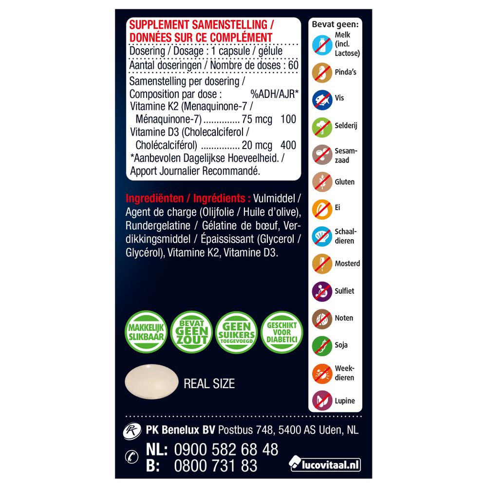Lucovitaal Vitamine K2 + D3 60 capsules