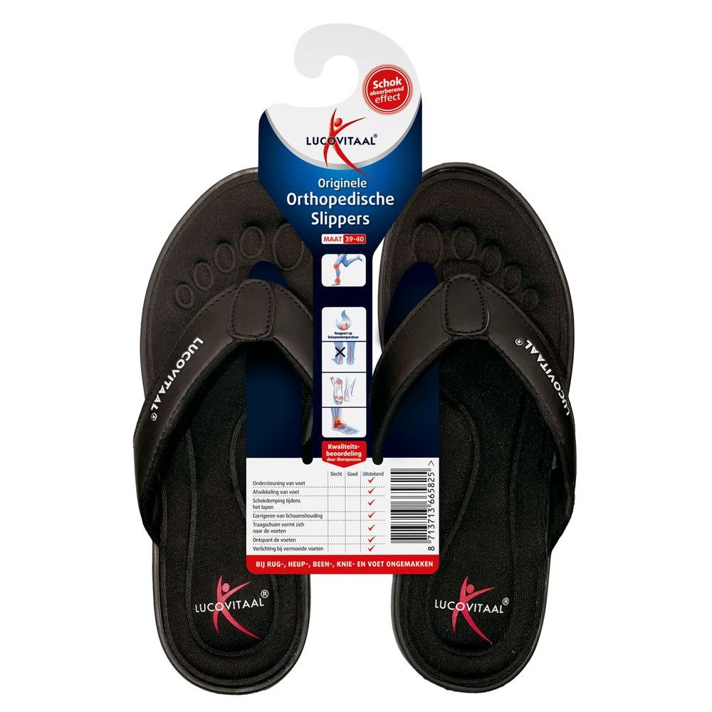 Lucovitaal Orthopedische slipper 39-40 zwart 1 paar