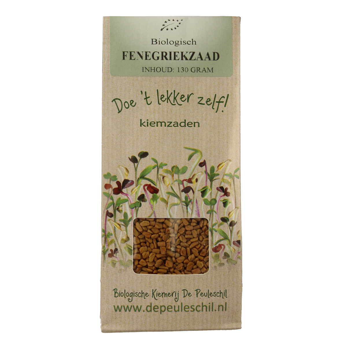 Biologische kiemerij De Peuleschil Fenegriek kiemzaad 130 gram