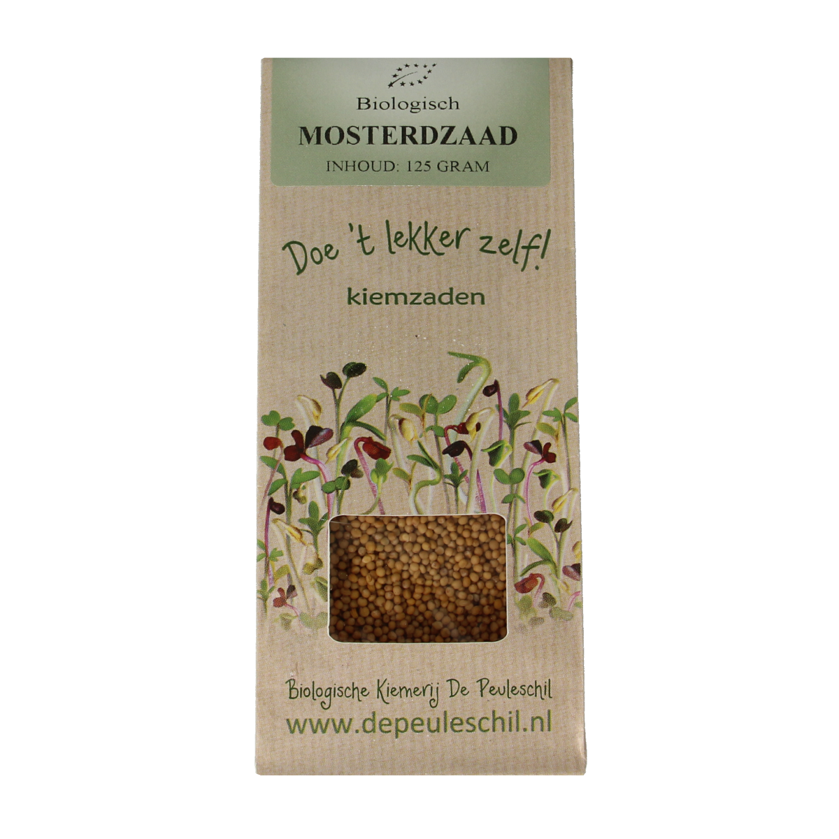 Biologische kiemerij De Peuleschil Mosterdzaad wit135 gram