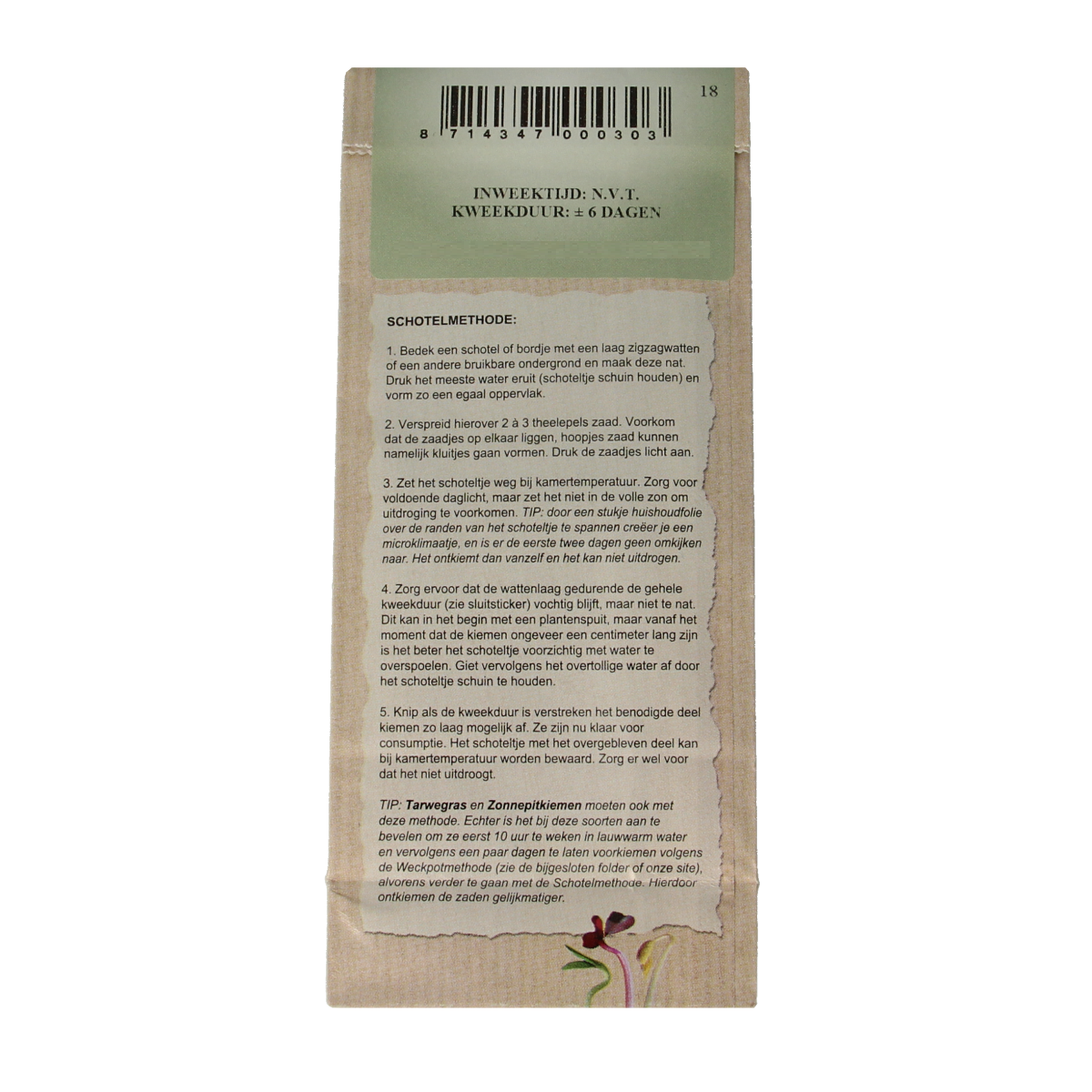Biologische kiemerij De Peuleschil Mosterdzaad wit135 gram