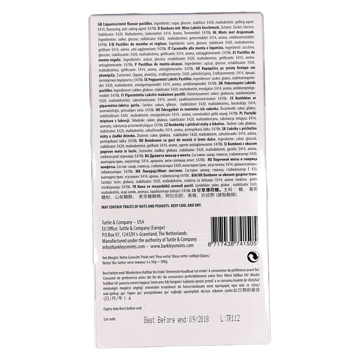 Barkleys Classic mints liquorice 50 gram