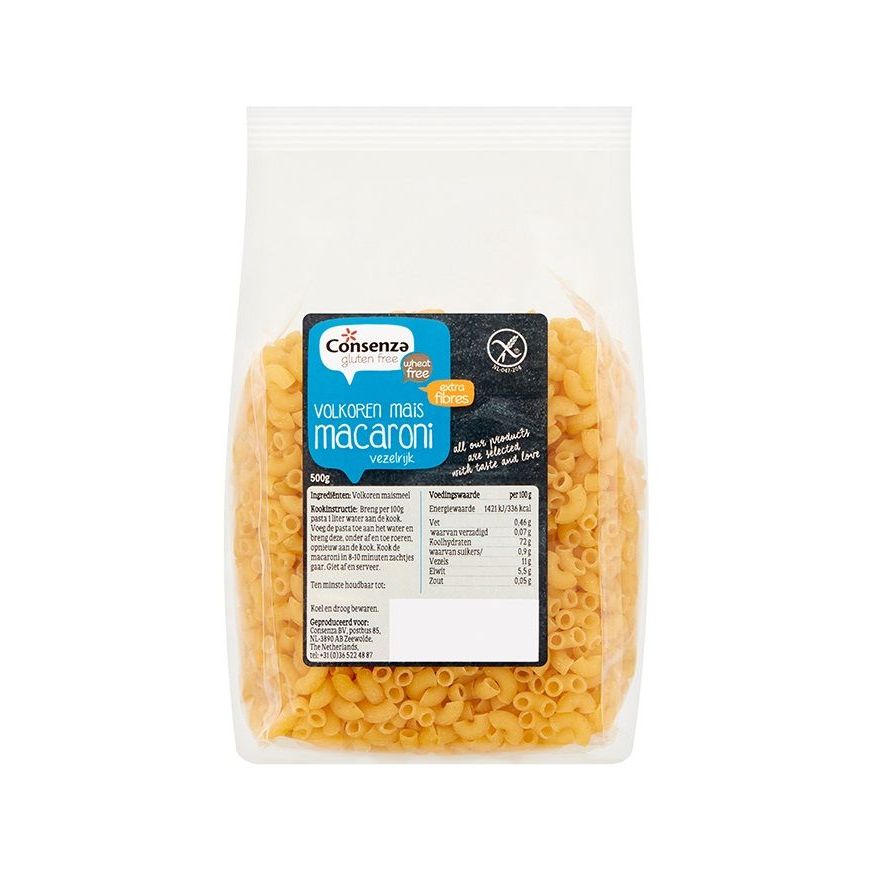Consenza Volkoren Maïs Macaroni 500 gr