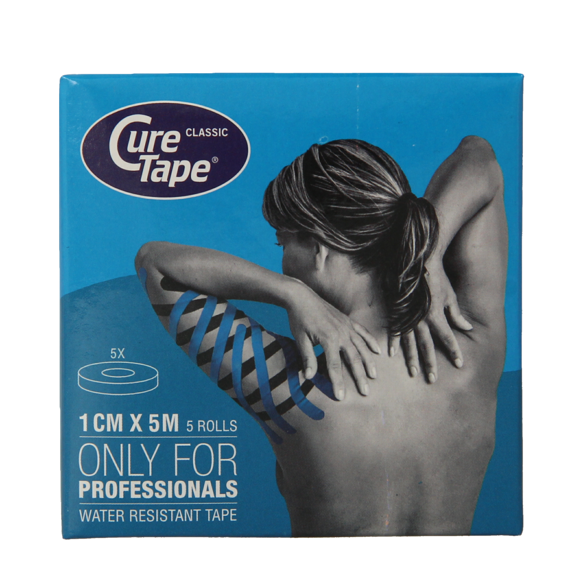 Curetape Kinesiotape blauw 1cm x 5m 5 stuks