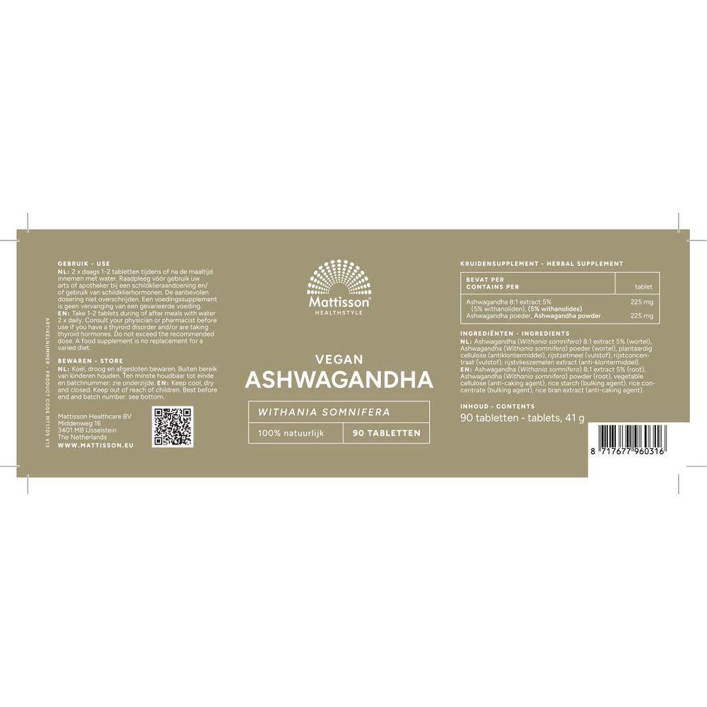 Mattisson Absolute Ashwagandha 450 mg 90 tabletten