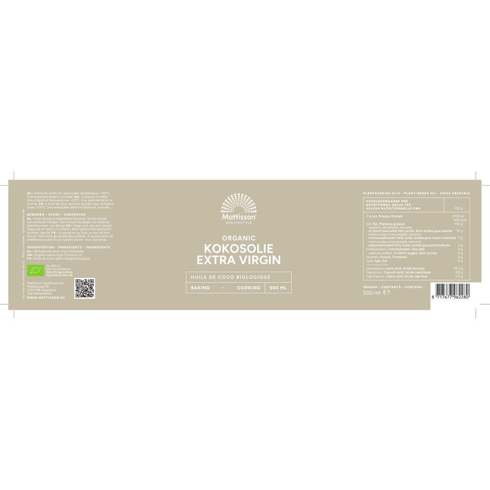 Mattisson Absolute kokosolie extra virgin 500 ml