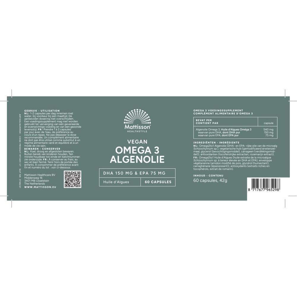 Mattisson Algenolie DHA 150 mg & EPA 75 mg