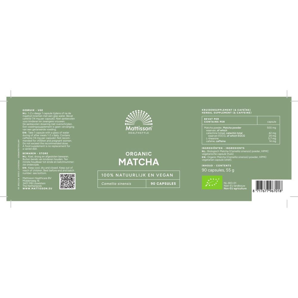 Mattisson Biologische Matcha 90 vcaps