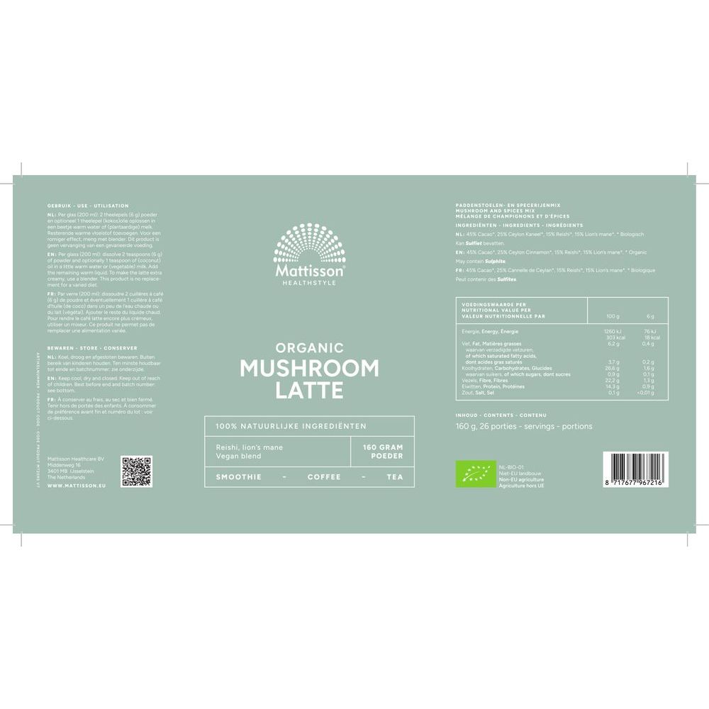 Mattisson Biologische Mushroom Latte 160 gram