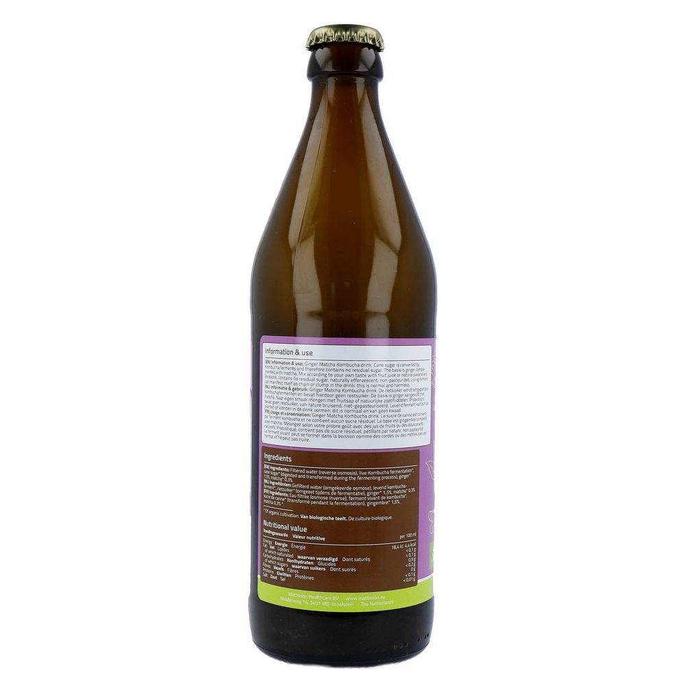 Mattisson Biologische Kombucha Gember & Matcha 500 ml