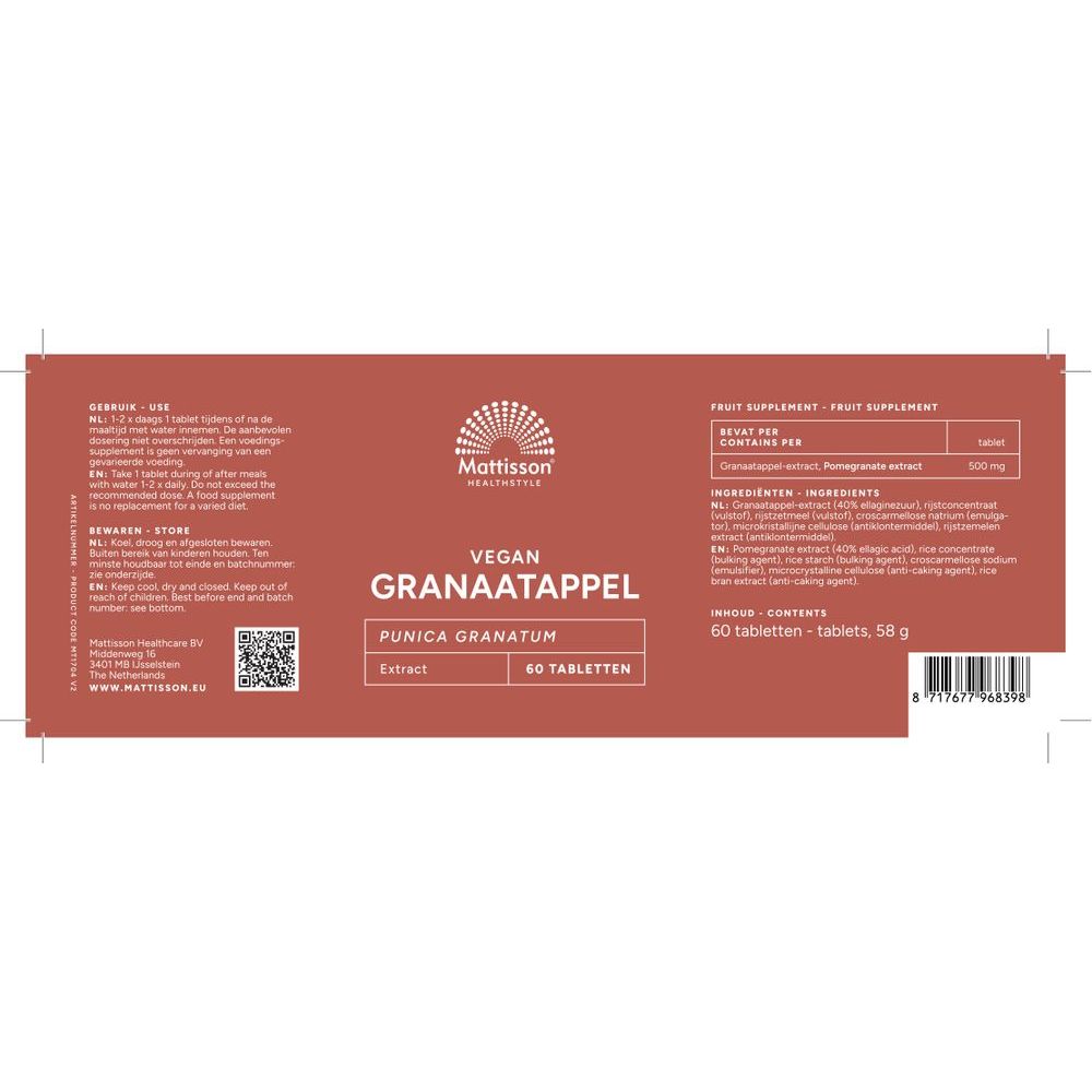 Mattisson Granaatappel 500 mg 60 tabletten