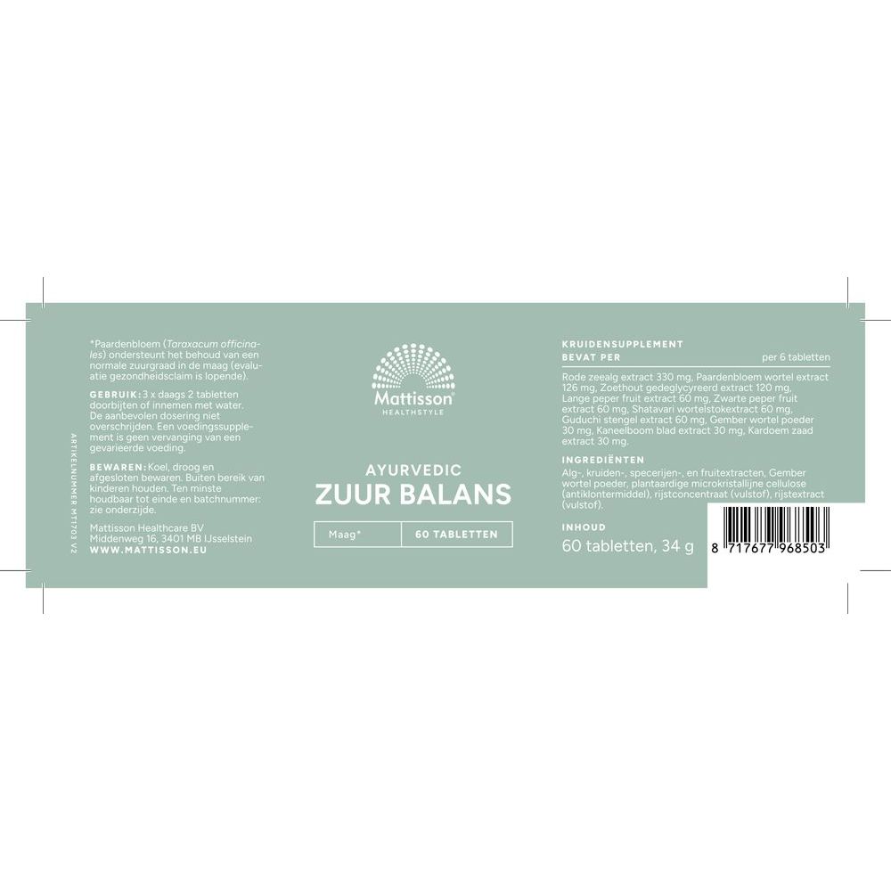Mattisson Zuurbalans 60 tabletten