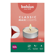 Bolsius Theelichten Classic Maxi Lights 10 Uur Wit 18 st
