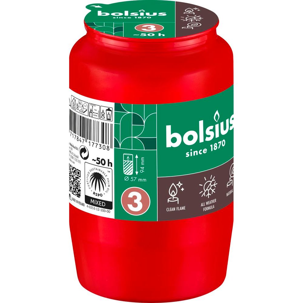 Bolsius Herdenkingslicht nr 3 rood