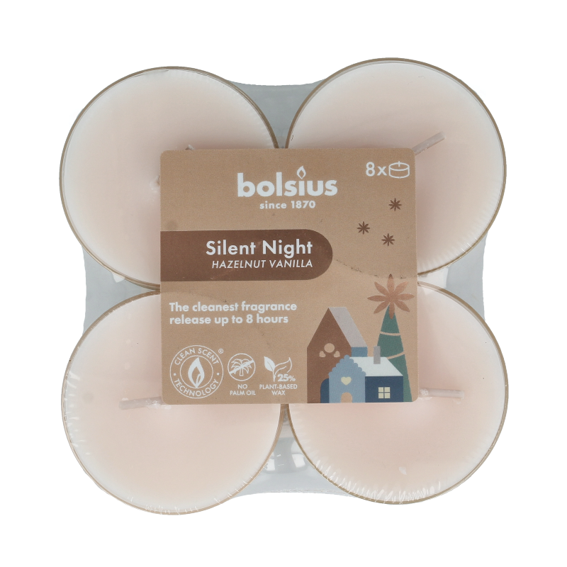 Bolsius Maxi lichten 8u true glow silent night 8 stuks