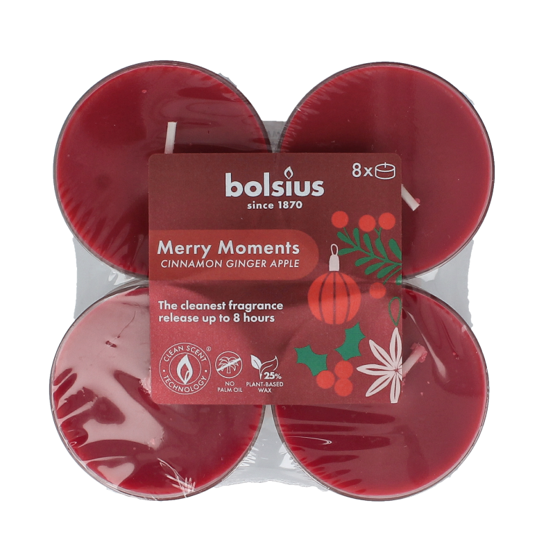 Bolsius Maxlicht merry moments cinnamon ginger 8 stuks