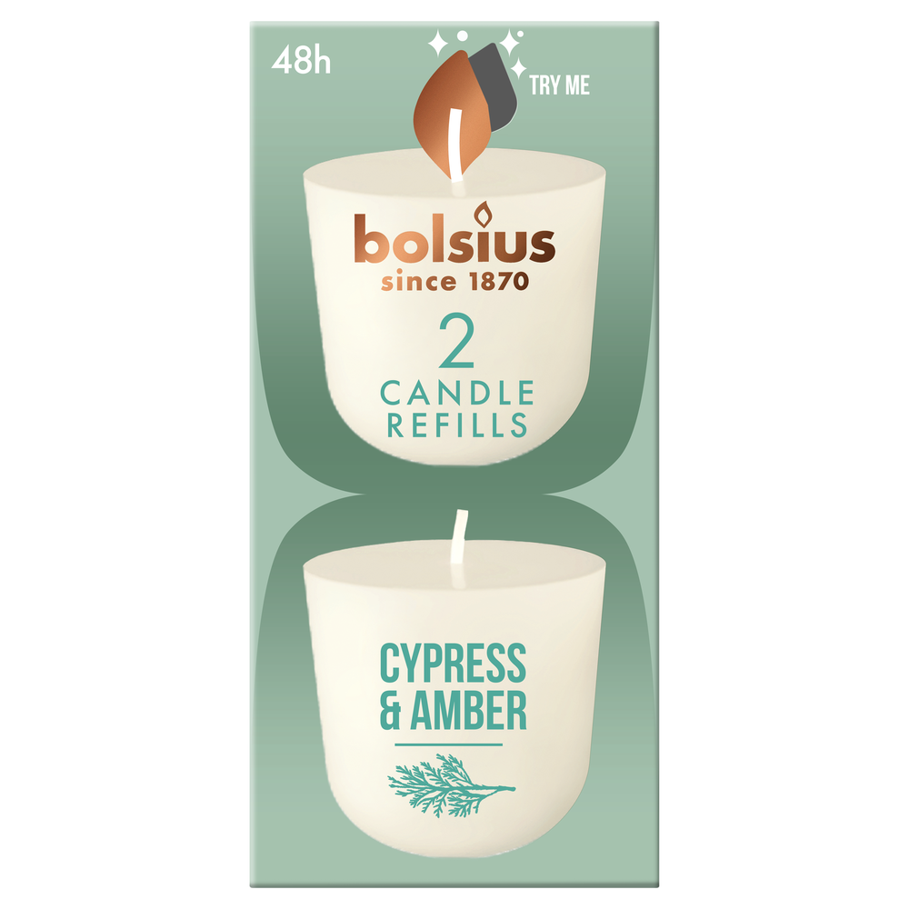 Bolsius Clean light cypress & amber navul 2 stuks