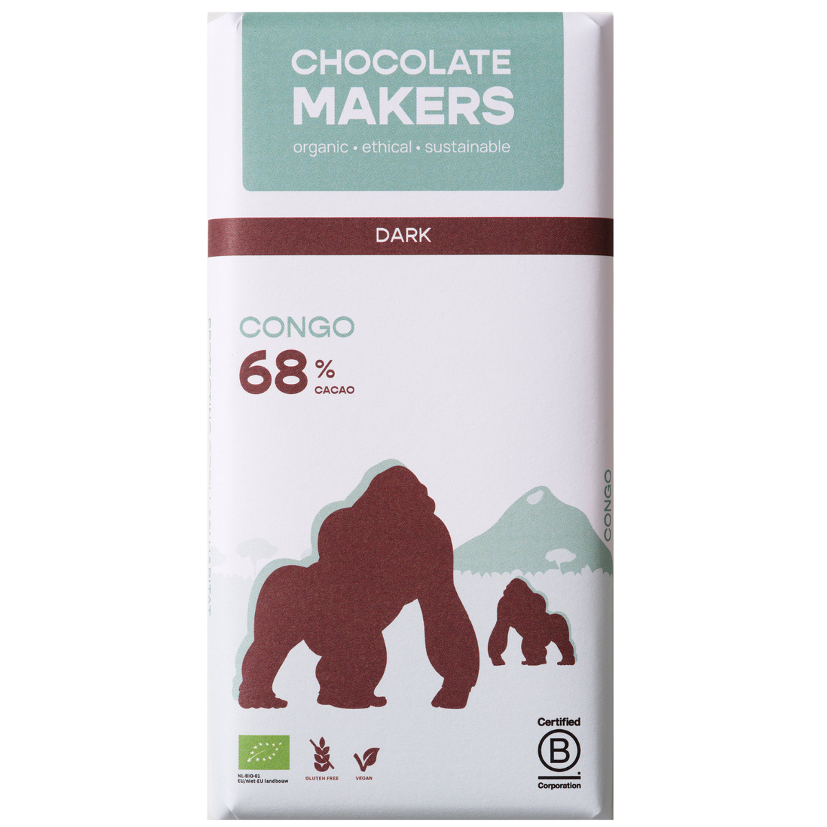 Chocolatemakers Gorilla bar 68% puur 80 gram