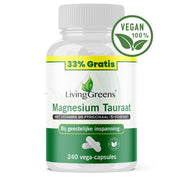 Livinggreens Magnesium tauraat + vitamine B6 voordeelverpakking 240 vcaps