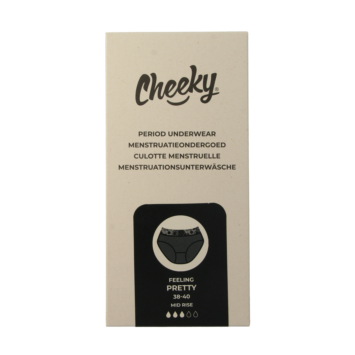 Cheeky Wipes Menstruatie ondergoed Feeling Pretty zw maat 38-40