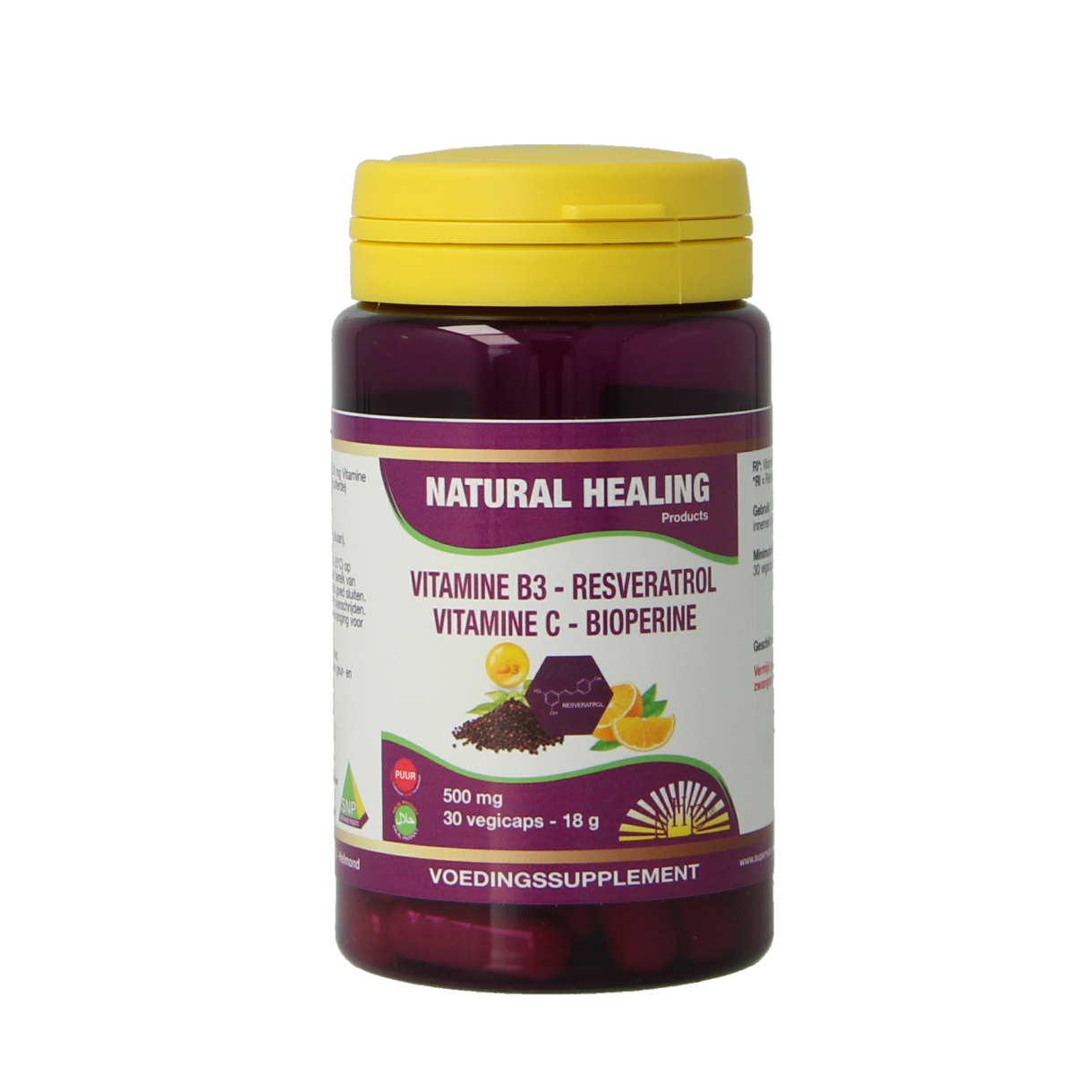 NHP Vitamine B3 Resveratrol Gebufferde Vitamine C Bioperine 30 vcaps