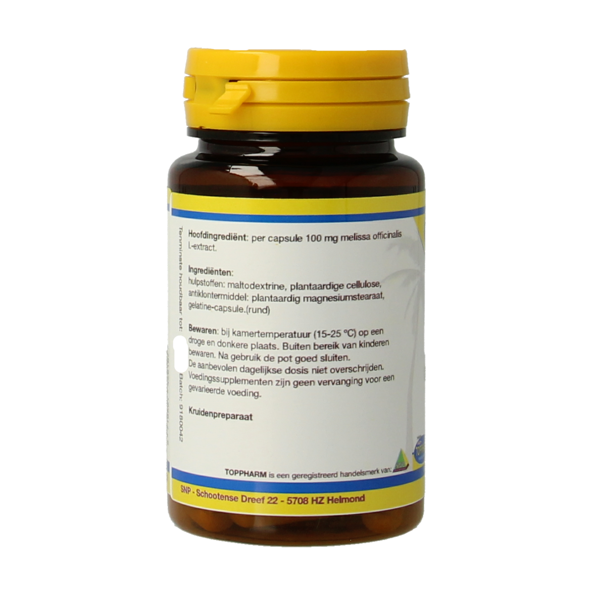 Toppharm Melisse 100 mg 50 capsules