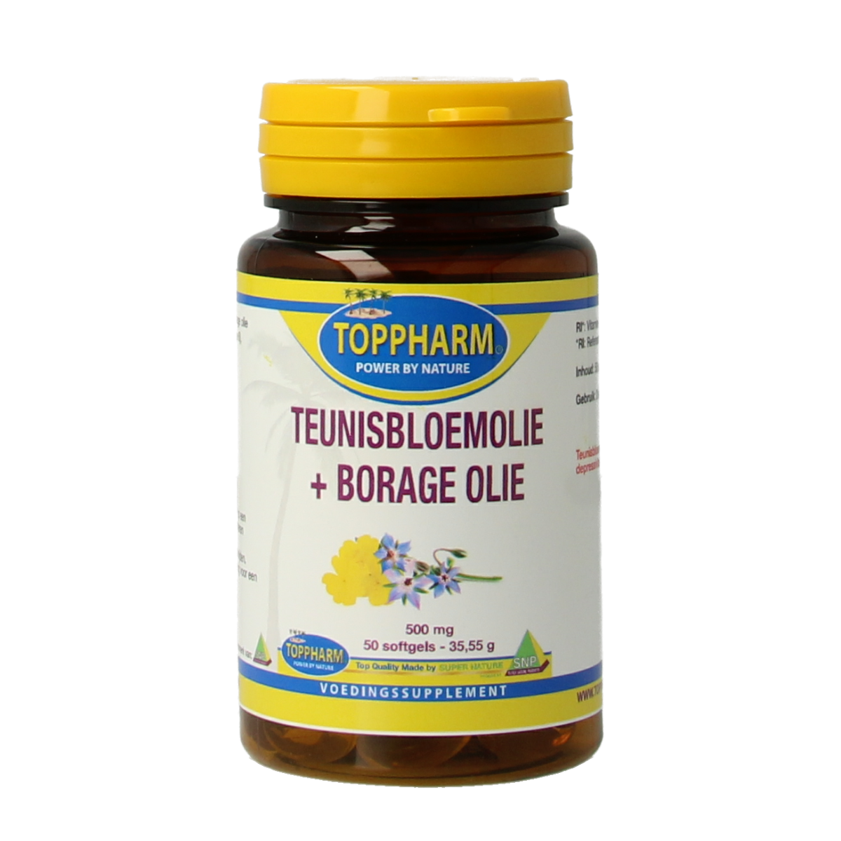 Toppharm Teunisbloem en Borage olie 50 softgels