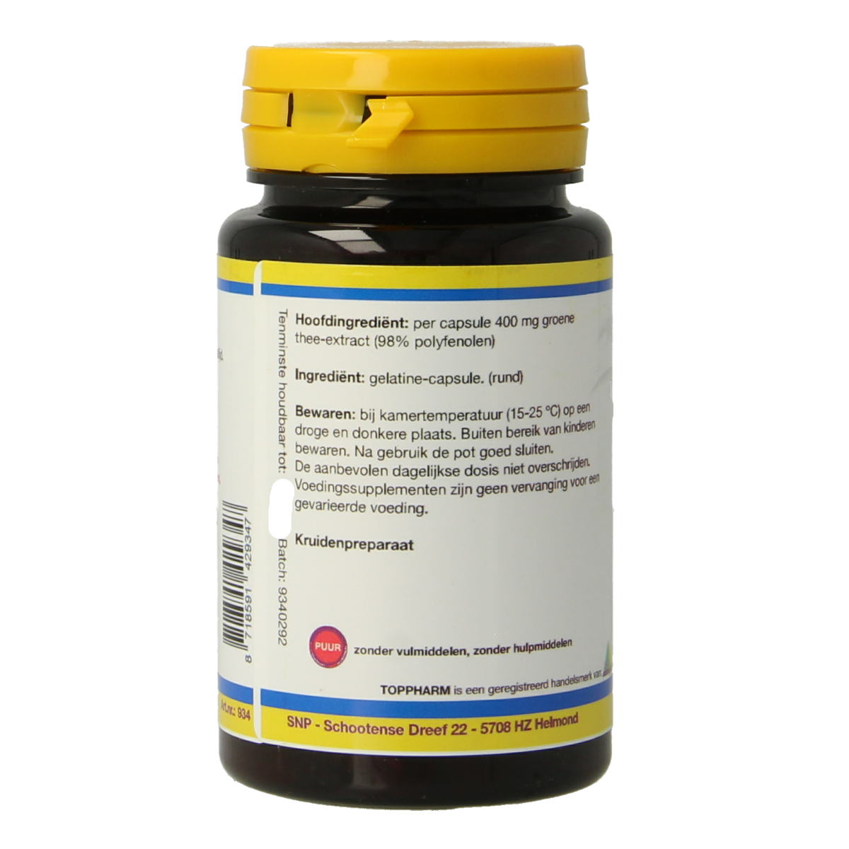 Toppharm Groene thee puur 400 mg 50 capsules