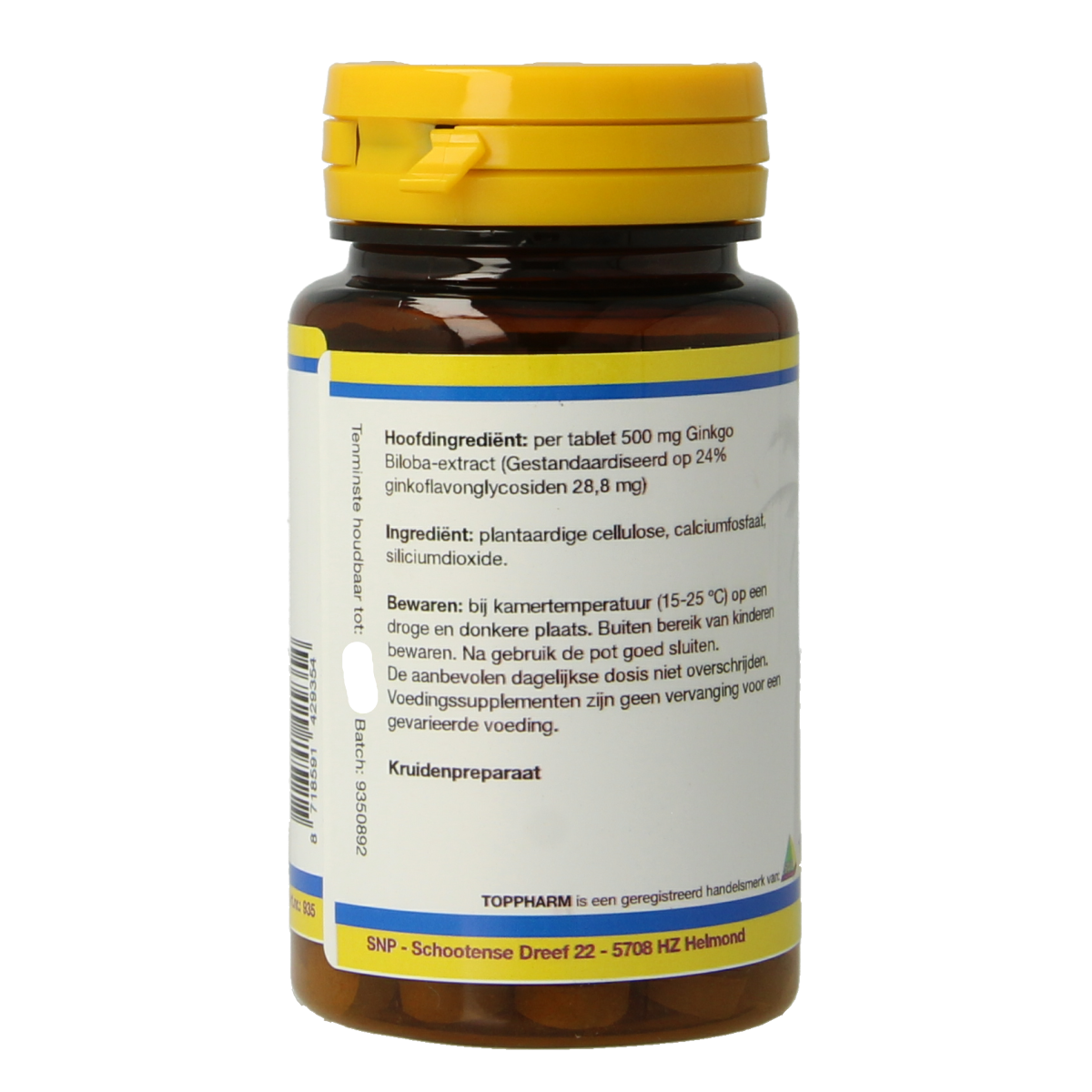 Toppharm Ginkgo Biloba 500 mg 60 tabletten