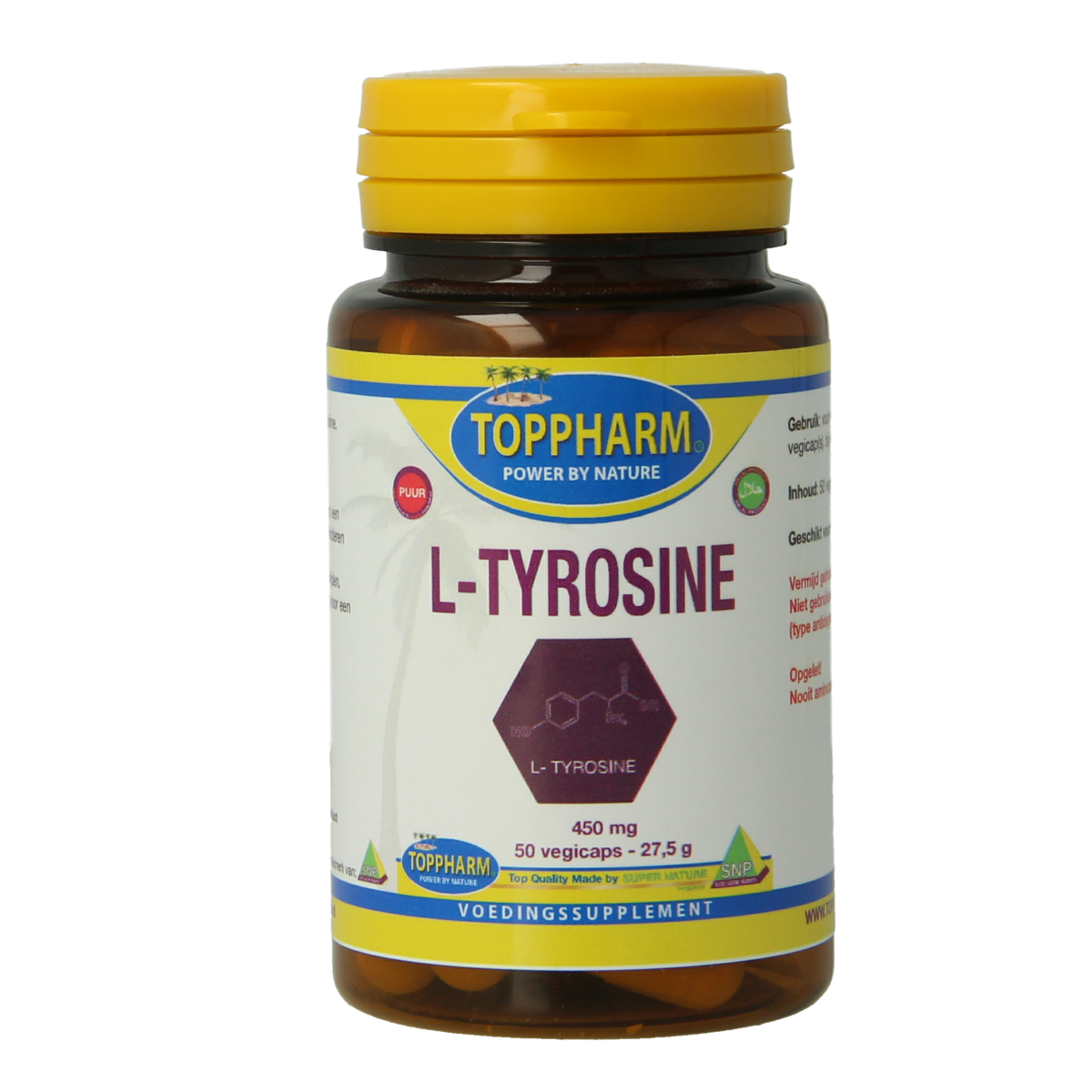 Toppharm L-tyrosine 450 mg puur 50 vcaps