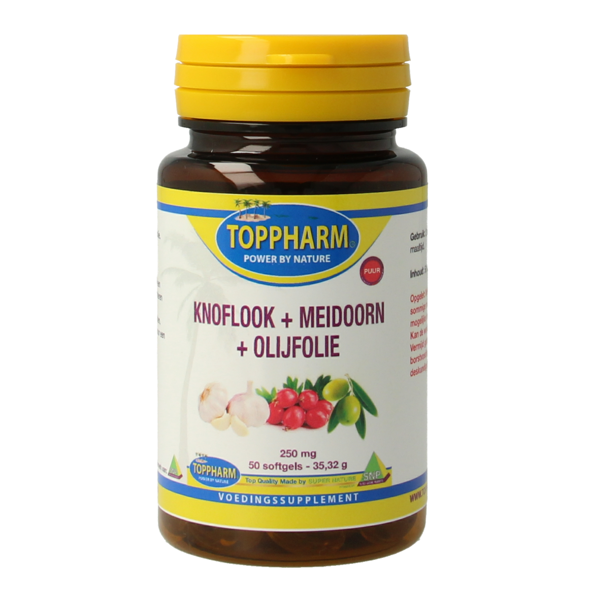 Toppharm Knoflook Meidoorn Olijfolie 50 softgels