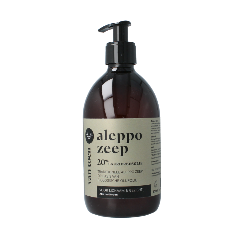 Van Toen Aleppo zeep 20% vloeibaar bio 500 ml