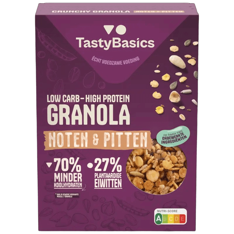 Tastybasics Less carb-high protein granola noten & pitten 350 gram