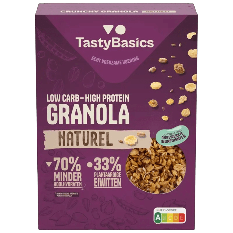 Tastybasics Less carb-high protein granola naturel 350 gram