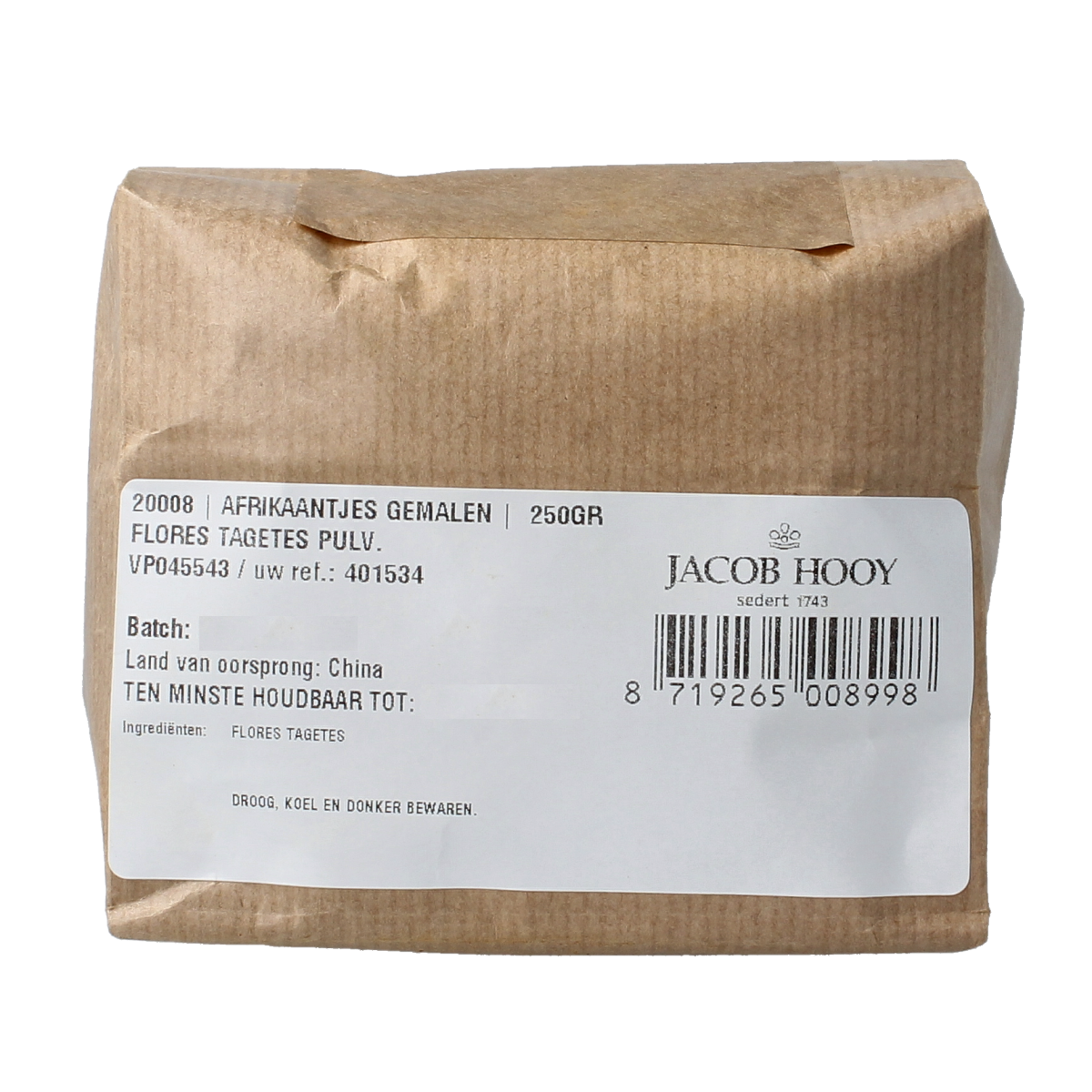 Jacob Hooy Afrikaantjes gemalen 250 gram