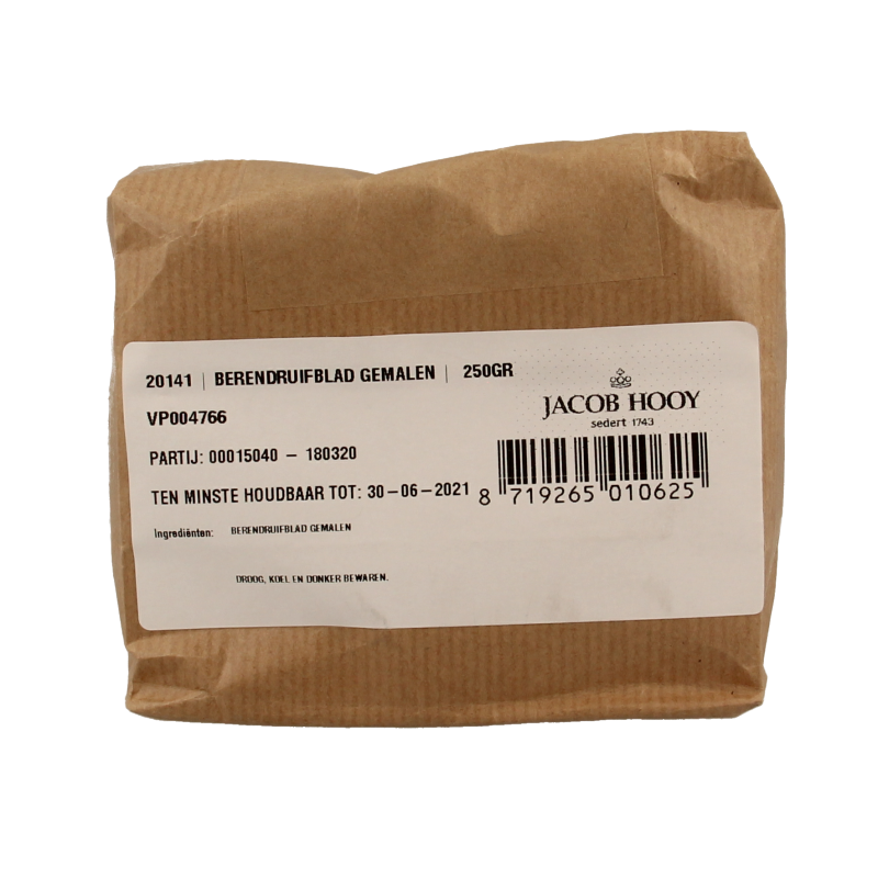 Jacob Hooy Berendruifblad gemalen 250 gram