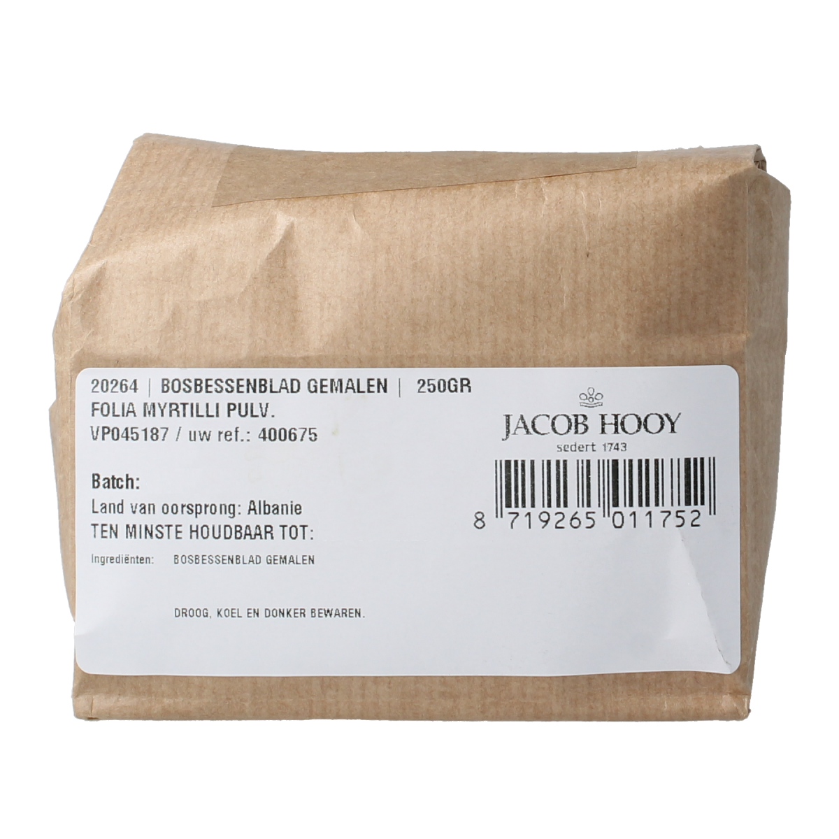 Jacob Hooy Bosbessenblad gemalen 250 gram