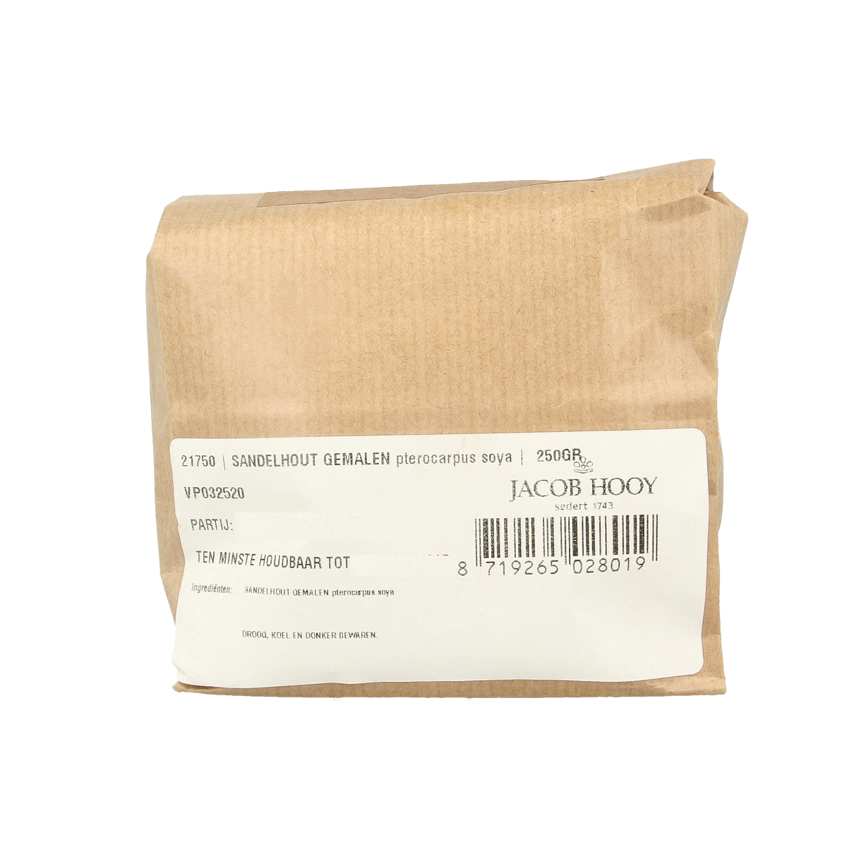 Jacob Hooy Sandelhout lichtrood gemalen 250 gram
