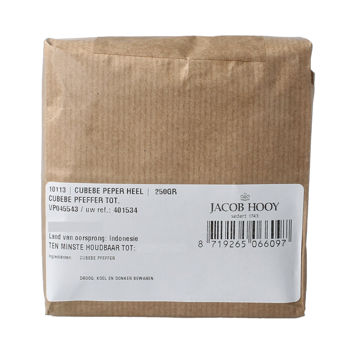 Jacob Hooy Cubebe peper heel 250 gram