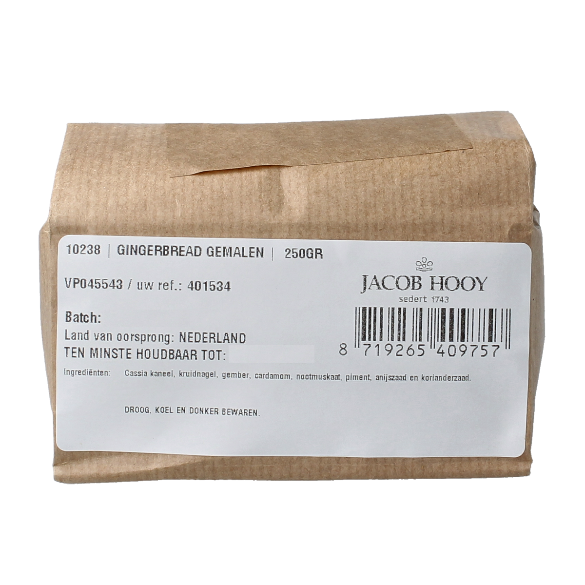 Jacob Hooy Gingerbread gemalen 250 gram