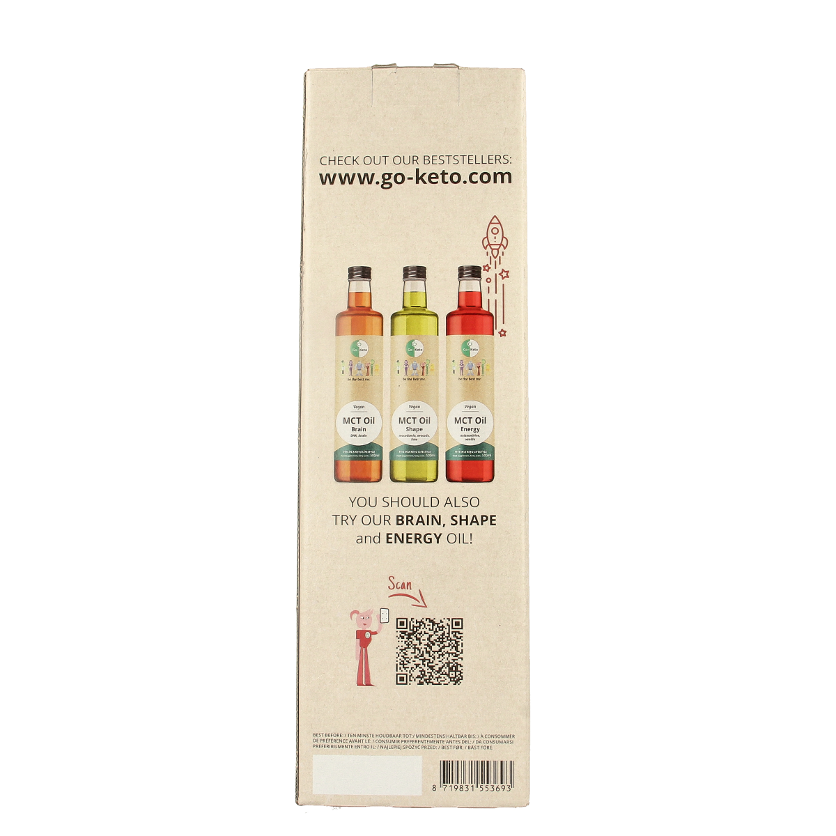Go-Keto MCT olie C8 premium biologisch 500 ml