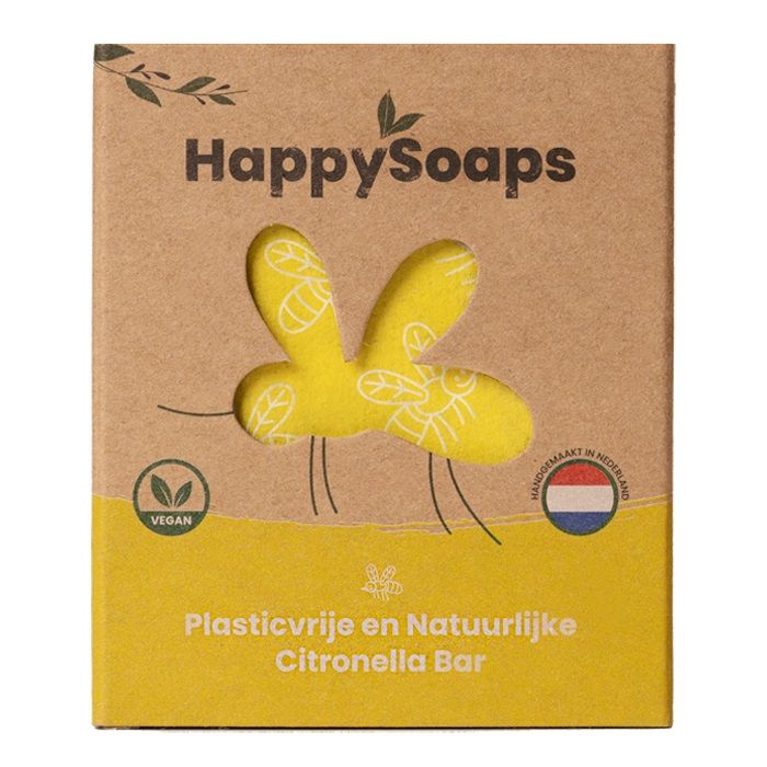 Happysoaps Anti insect bar citroen & krachtige munt 40 gram