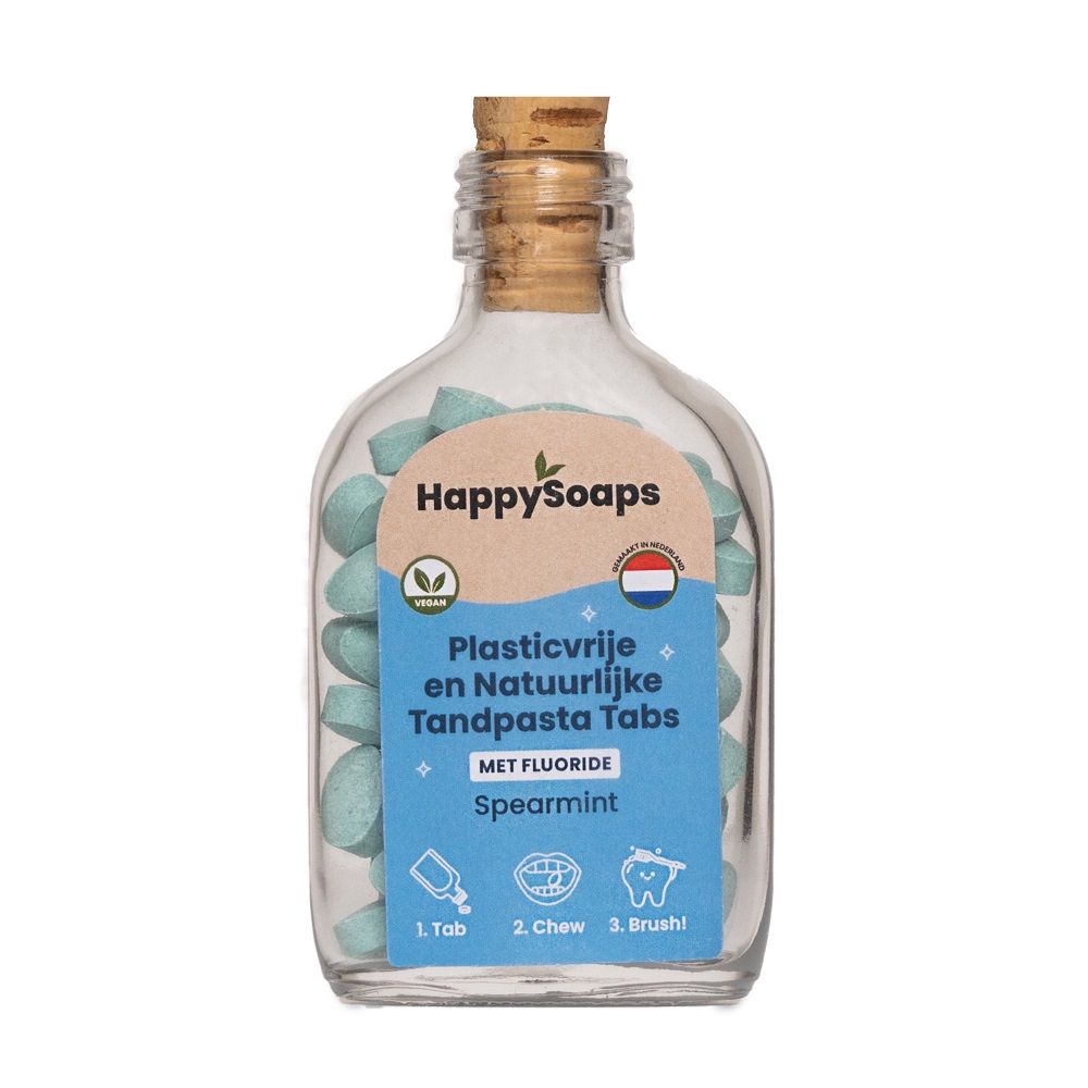 Happysoaps Tandpasta Tabletten – Met Fluoride – Spearmint 130 gr