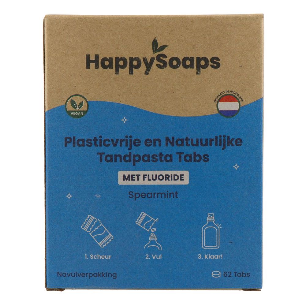 Happysoaps Tandpasta Navulverpakking – Met Fluoride – Spearmint 62 st