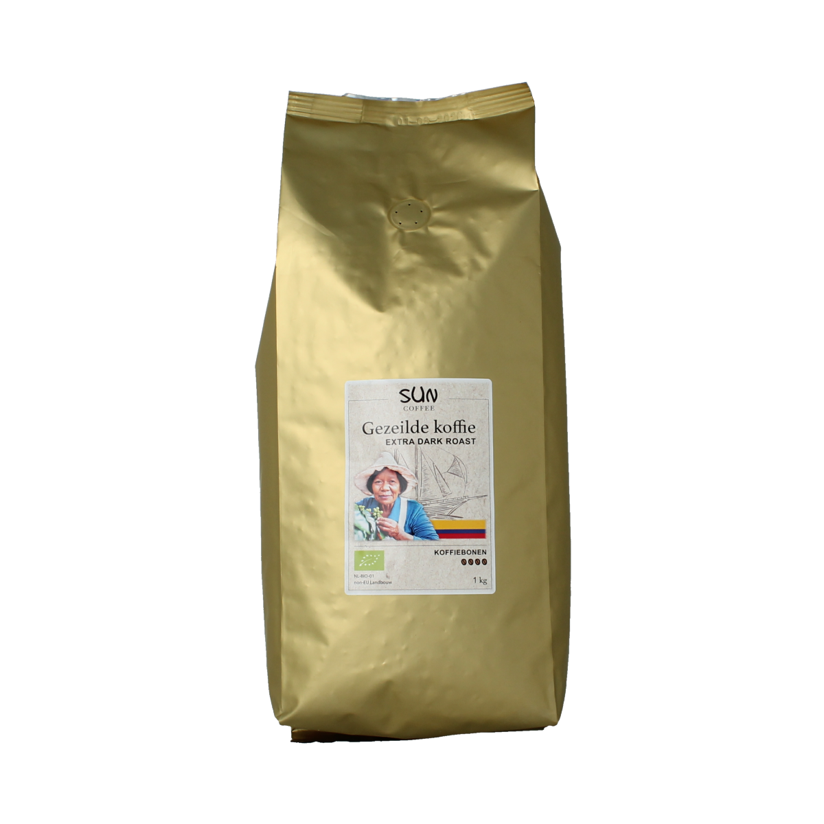 Sun Coffee Gezeilde koffiebonen extra dark roast biologisch 1 kg