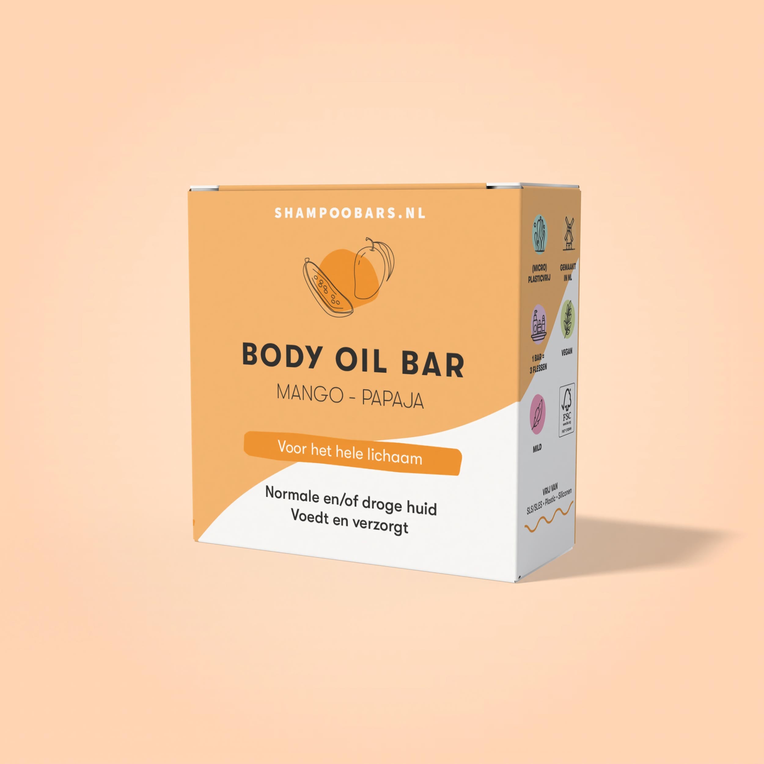 Shampoobars Body oil bar mango & papaja 45 gram
