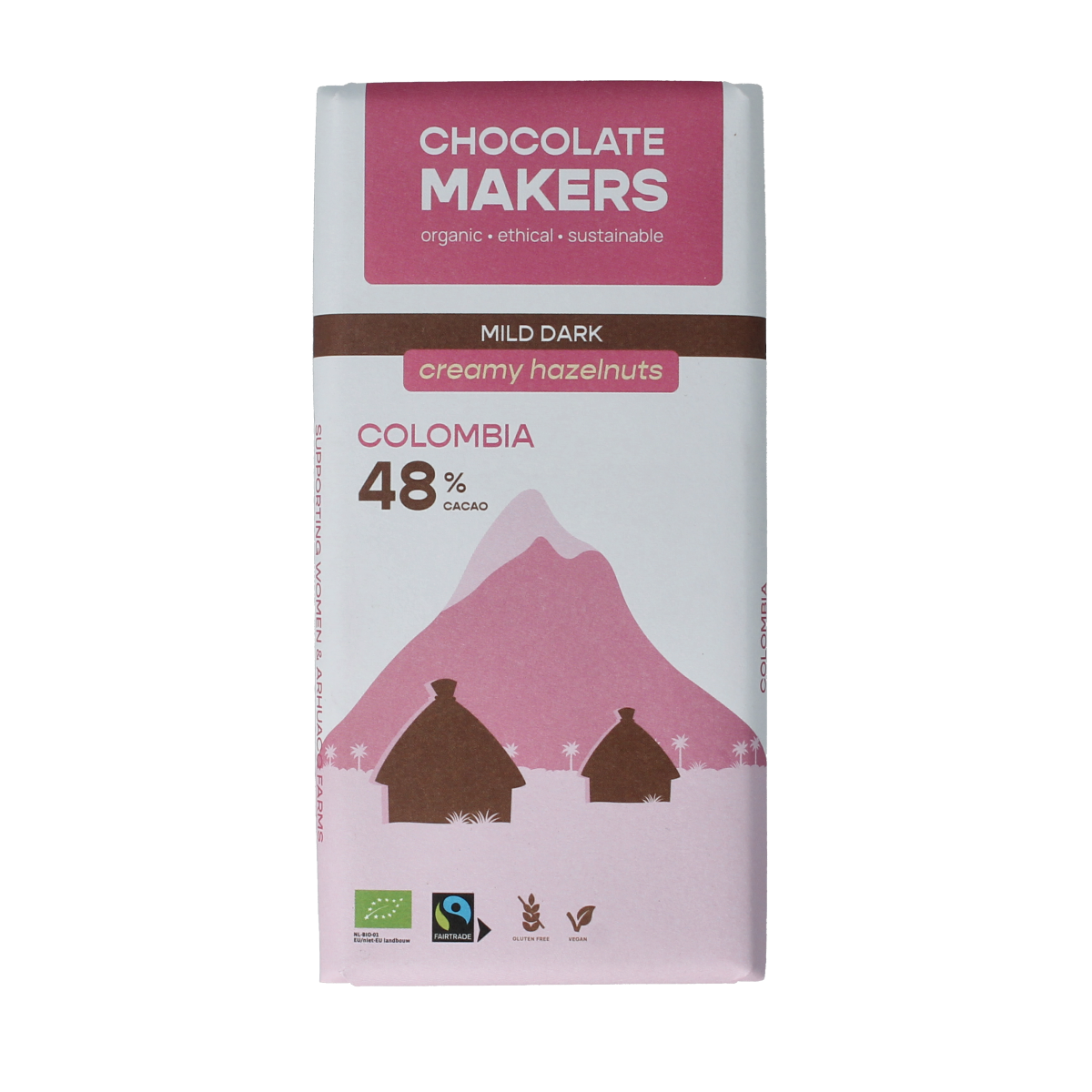 Chocolatemakers Colombia dark hazelnut creme 48% biologisch 80 gram