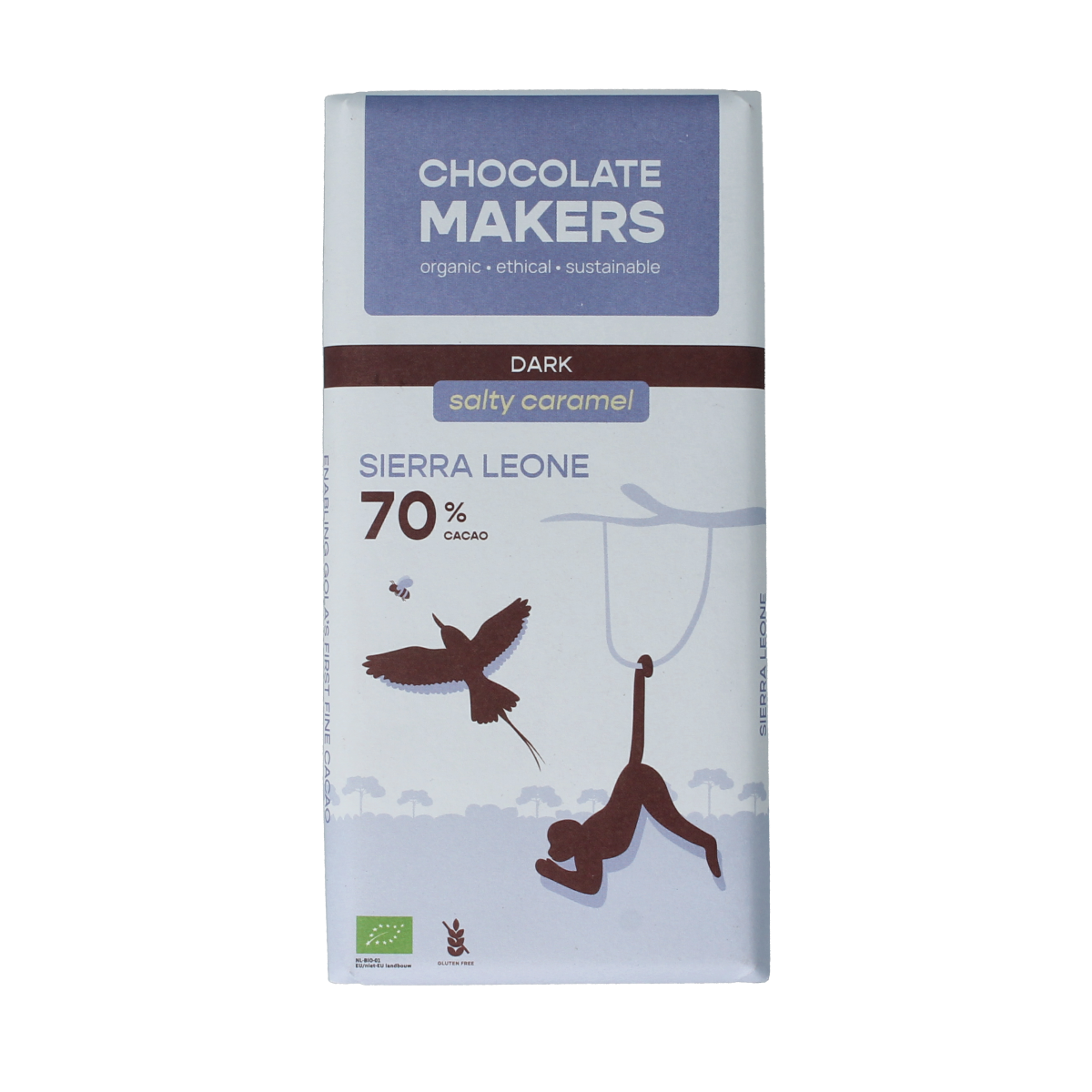Chocolatemakers Sierra Leone salty caramel 70% biologisch 80 gram