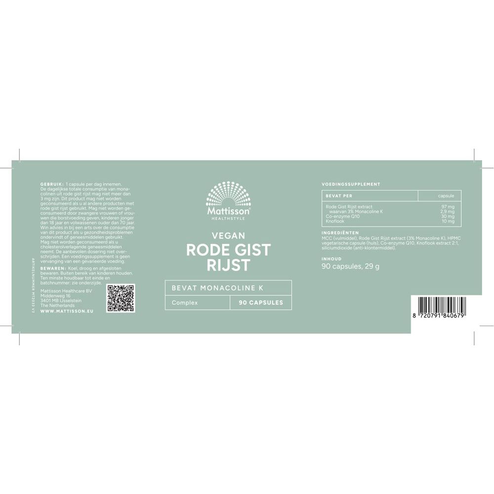 Mattisson Rode Gist Rijst complex 90 vcaps