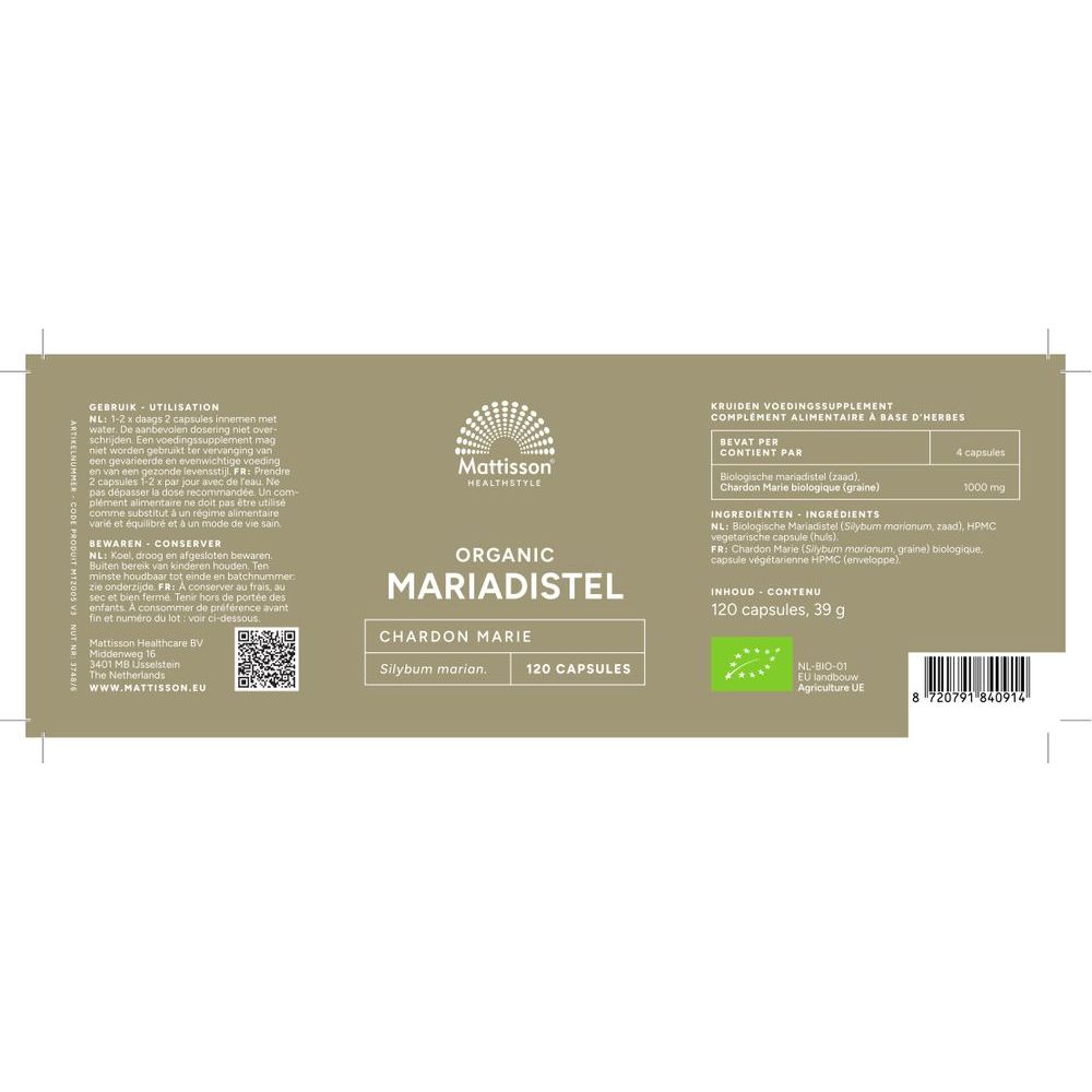 Mattisson Biologische Mariadistel 120 vcaps